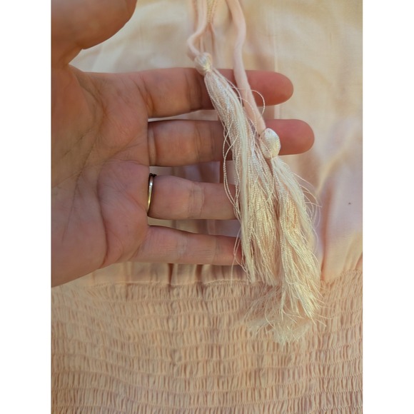 Melissa Odabash Women's Skyler Beach Dress Pink Smocked Waist Tassel Mini- S - Picture 7 of 9